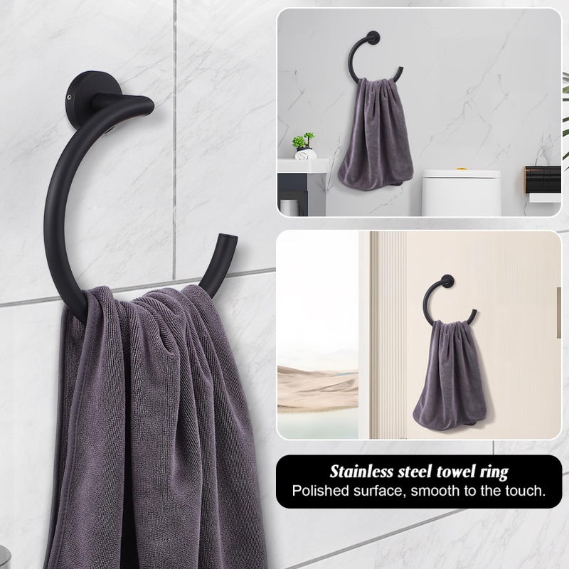 Stainless Steel Wall Mounted Towel Drying Rack And Ring For Bathroom - Image 4
