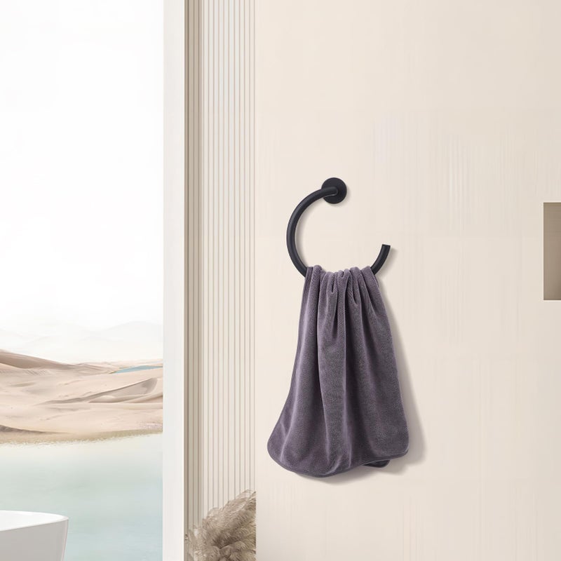 Stainless Steel Wall Mounted Towel Drying Rack And Ring For Bathroom - Image 3