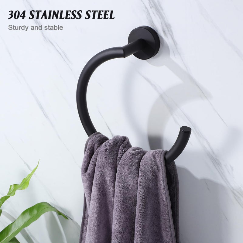 Stainless Steel Wall Mounted Towel Drying Rack And Ring For Bathroom - Image 5