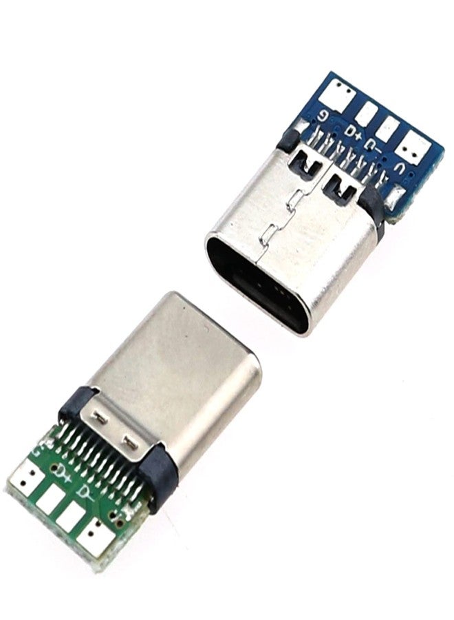 Teansic 20 Pcs 24 pin Type C Male Female Plug Socket Connector with PCB Board,USB 3.1 Connectors Adapter to Solder Wire & Cable (10 Pcs Male + 10 Pcs Female Connector) - Image 5
