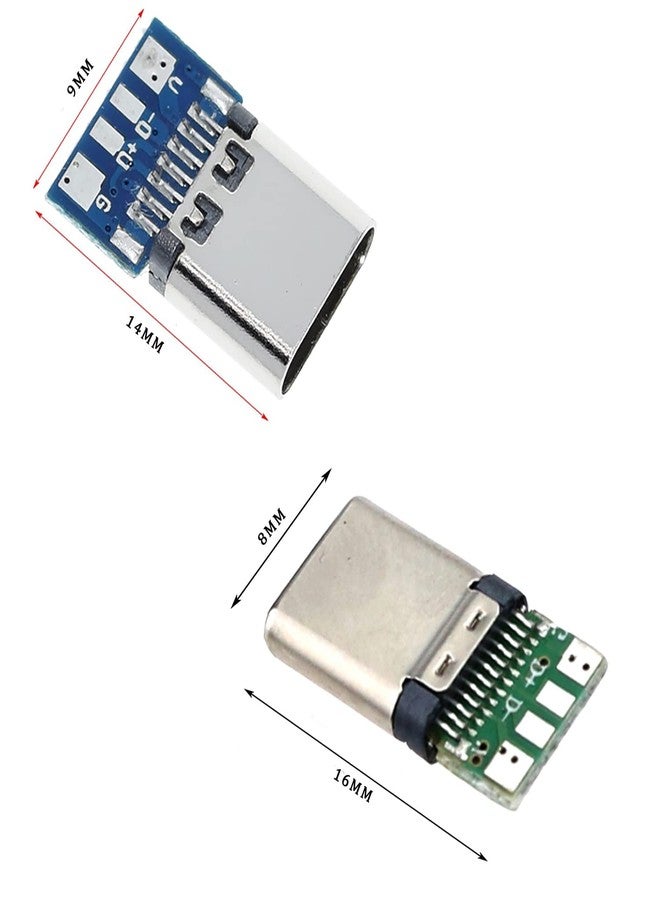 Teansic 20 Pcs 24 pin Type C Male Female Plug Socket Connector with PCB Board,USB 3.1 Connectors Adapter to Solder Wire & Cable (10 Pcs Male + 10 Pcs Female Connector) - Image 2
