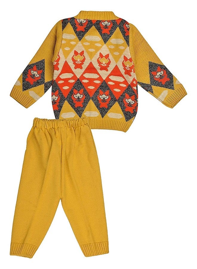 Sweetums Baby Boys' Wool Clothing Set, Wool Knitted (United Colors Yellow, Dark Grey Mix, Red, Kids Winter Sweater Pyjami Suit, 0 to 12 Months) (3-6 Months) - Image 2