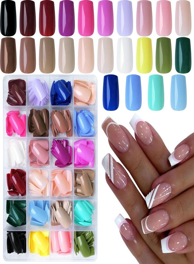 Lifextol 576pc Square Press on Nails Medium Fake Nails Press ons, 12 Sizes Acrylic Nails Press on Nails Pack Artificial False Nails with Adhesive Tabs, Presson on Nails Stick on Nails for Women Girls - Image 1