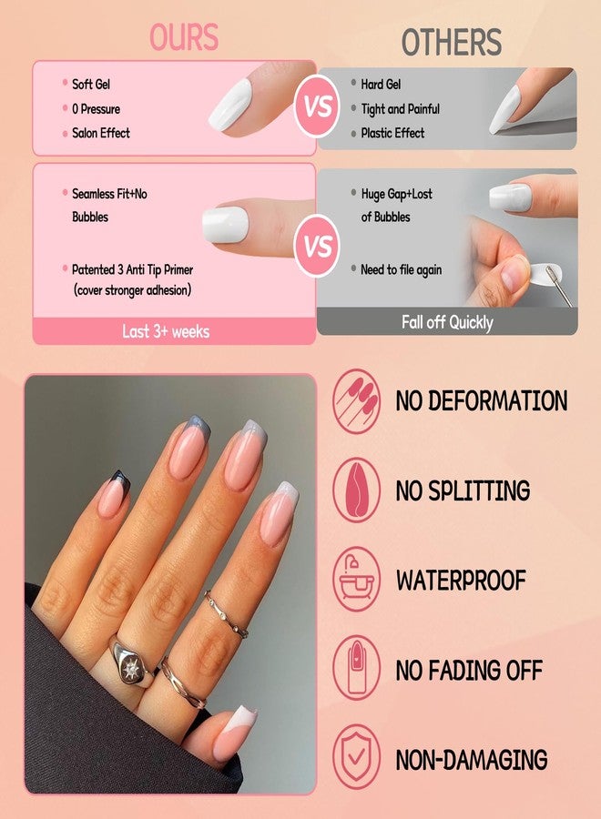 Lifextol 576pc Square Press on Nails Medium Fake Nails Press ons, 12 Sizes Acrylic Nails Press on Nails Pack Artificial False Nails with Adhesive Tabs, Presson on Nails Stick on Nails for Women Girls - Image 3