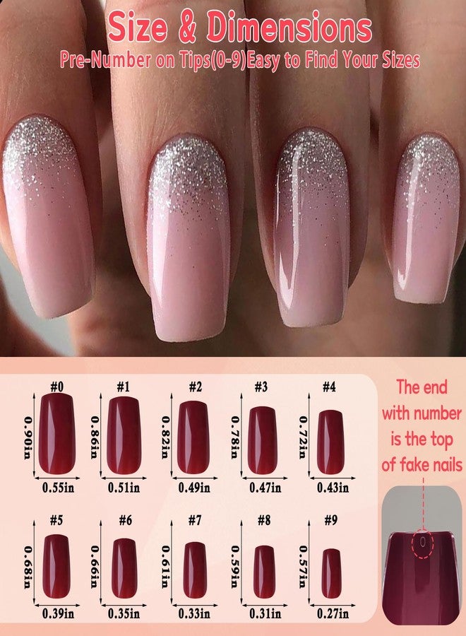 Lifextol 576pc Square Press on Nails Medium Fake Nails Press ons, 12 Sizes Acrylic Nails Press on Nails Pack Artificial False Nails with Adhesive Tabs, Presson on Nails Stick on Nails for Women Girls - Image 5