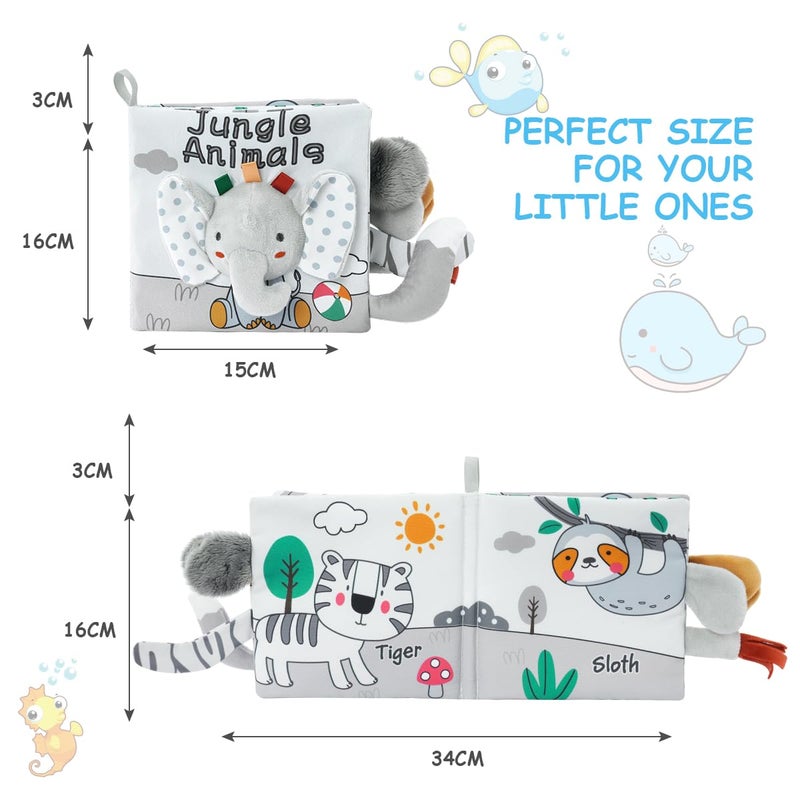 Vicloon Cloth Books, 3D Touch Feel High Contrast Cloth Book, Baby Books Toys for Baby 0-12 Months, Soft Baby Books Touch and Feel Crinkle for Infants Toddler Gifts Toy(Elephant) - Image 2