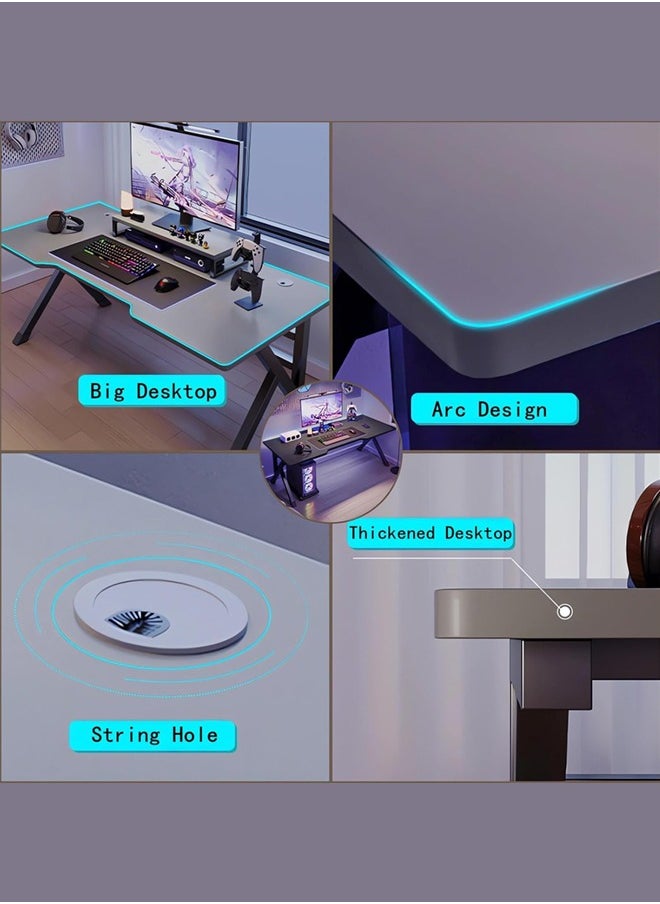 OHAHO 140CM Gaming Table,Gaming Desk, Computer Desk Home Office Desk Extra Large Modern Ergonomic Black PC Table Gamer Workstation (Black, 140x60x75cm)  - Image 2