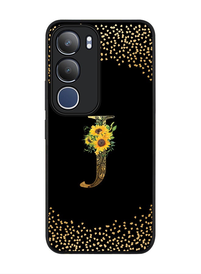 Stylizedd For vivo Y19s / Y19s Pro Case,Slim fit Camera Protection, Shockproof Thin Phone cover  - Custom Floral Monogram - J ( Black )