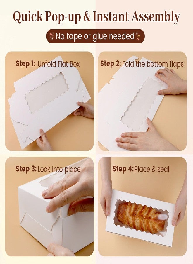 VGOODALL 8PCS Cookie Boxes, 12x5.5x2.6Inches White Bakery Boxes with Window Cupcake Containers for Pastry Candy Cupcake Strawberry, Party Supplies - Image 3