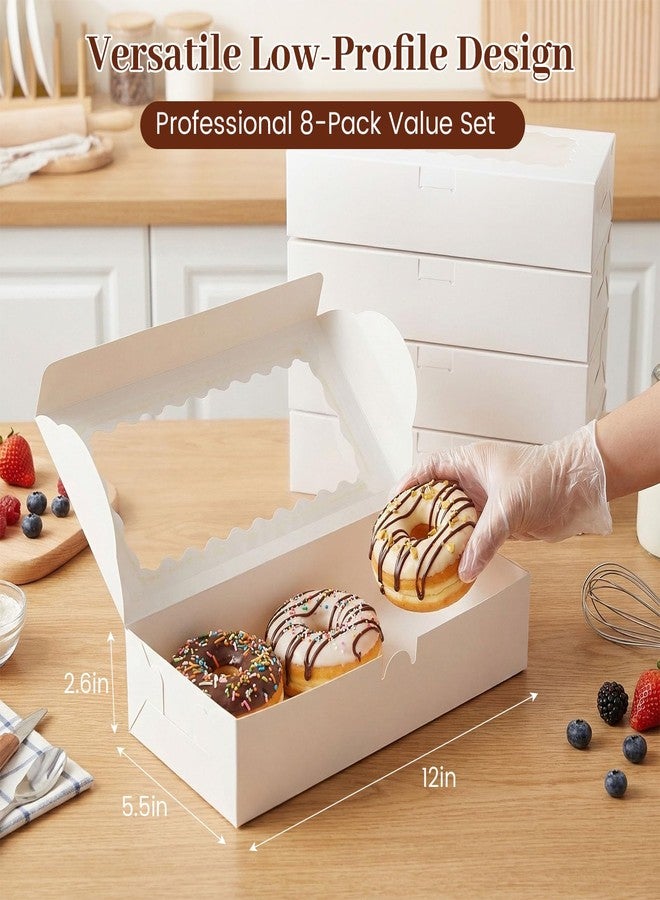 VGOODALL 8PCS Cookie Boxes, 12x5.5x2.6Inches White Bakery Boxes with Window Cupcake Containers for Pastry Candy Cupcake Strawberry, Party Supplies - Image 2