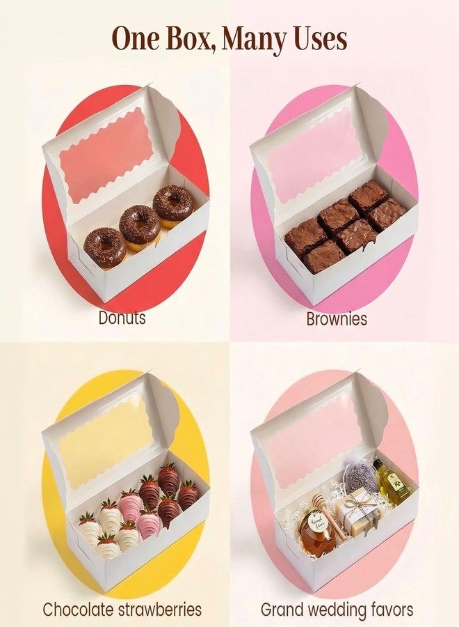 VGOODALL 8PCS Cookie Boxes, 12x5.5x2.6Inches White Bakery Boxes with Window Cupcake Containers for Pastry Candy Cupcake Strawberry, Party Supplies - Image 4