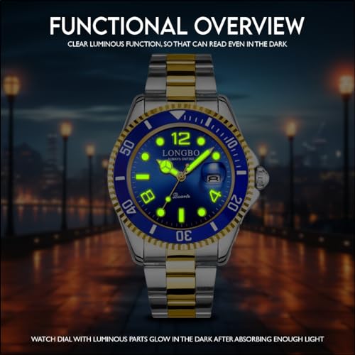 LONGBO Master Royale Analog Watch For Men (Silver-Gold-Blue, Stainless Steel) - Image 4