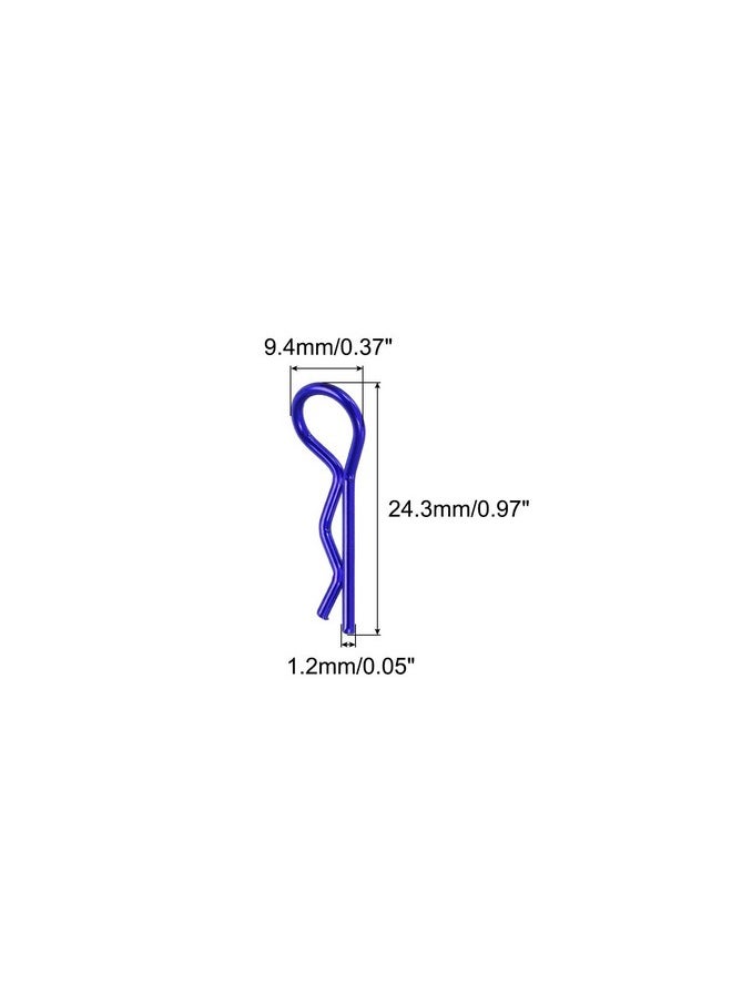 MECCANIXITY 20Pcs 30-Degree Angle Rc Body Clips Bent Springy R Pins 23X1.2X9.4Mm For All 1/8 1/10 Scale Model Rc Car Crawler Truck Shell Replacement(Blue)  - Image 2