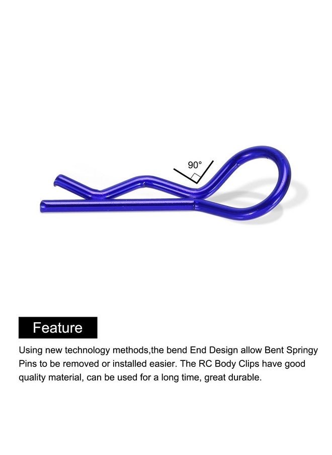 MECCANIXITY 20Pcs 30-Degree Angle Rc Body Clips Bent Springy R Pins 23X1.2X9.4Mm For All 1/8 1/10 Scale Model Rc Car Crawler Truck Shell Replacement(Blue)  - Image 4