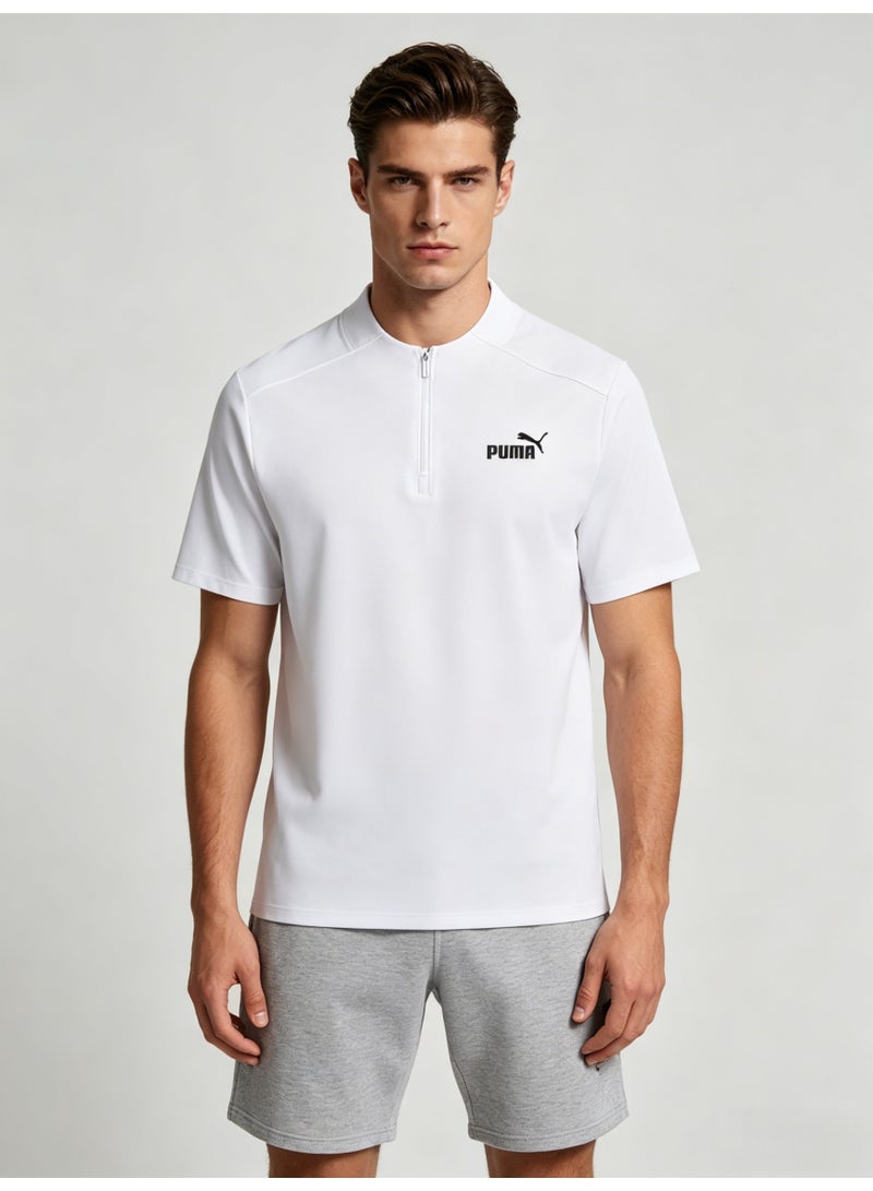 بوما PUMA Men’s White Quarter-Zip Performance Tee | Sporty Essential - Image 1