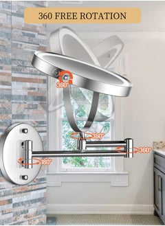 GoldenLike Wall Mounted Makeup Mirror, 8" Vanity Mirror 1x/5x Magnifying Mirror with 360° Rotation Bathroom Mirror Double Sided Extended Arm Shaving Mirror Cosmetic Mirror for Makeup Bathroom Gift（No Light）  - Image 3