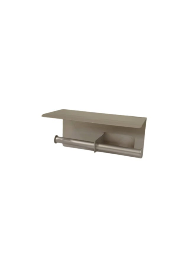 Smart Storage ✨Double Toilet Paper Holder with Shelf, Aluminum Wall Mounted Tissue Roll Holder, Dual Roll Bathroom Organizer, Silver. - Image 2