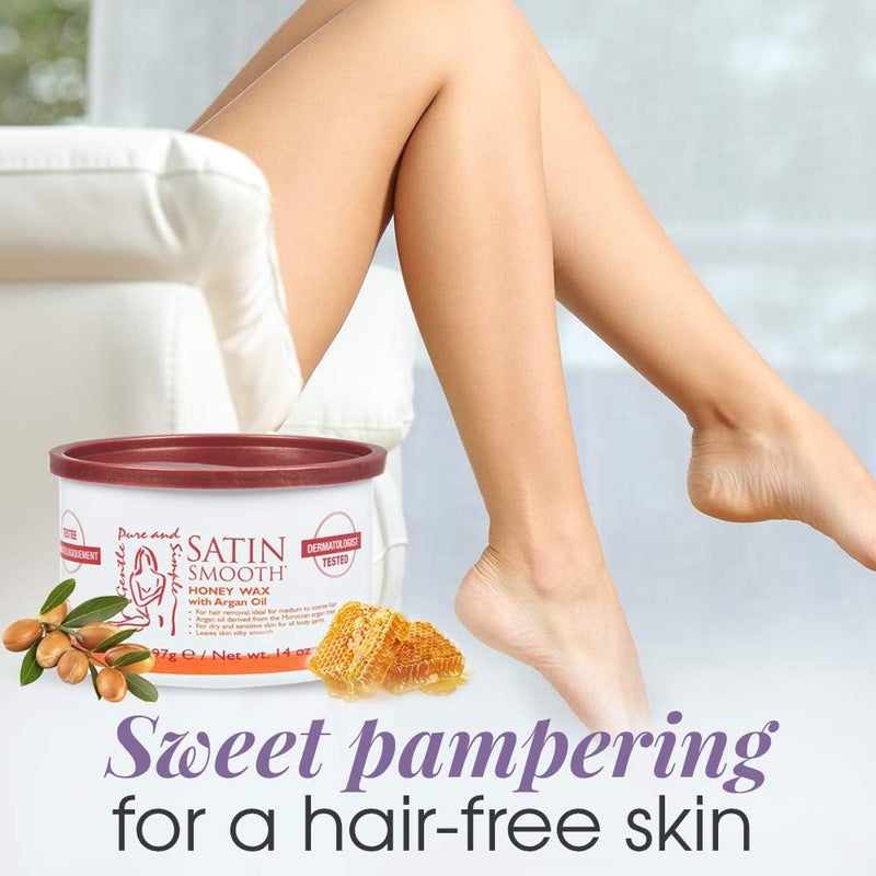 Satin Smooth Honey Wax with Argan Oil - 14 oz for Sensitive Skin - Image 5