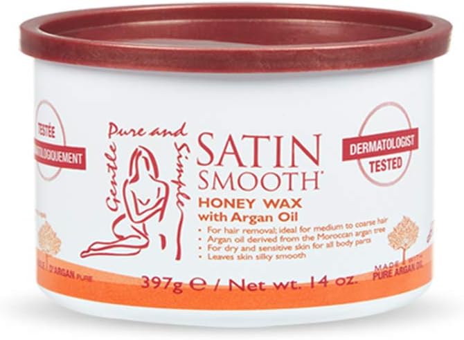 Satin Smooth Honey Wax with Argan Oil - 14 oz for Sensitive Skin - Image 1