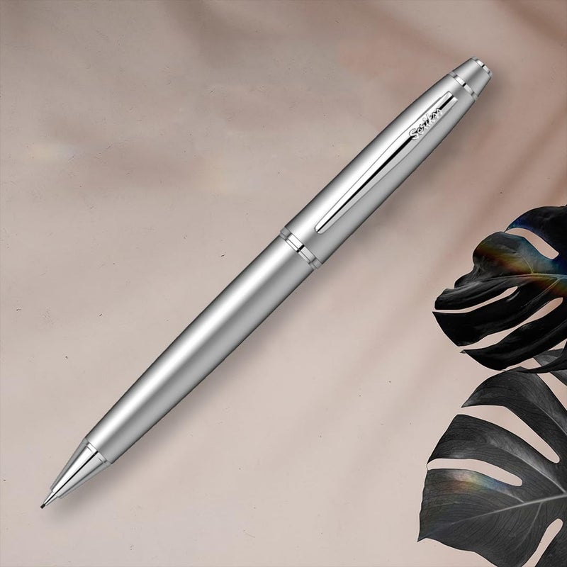 Scrikss 07mm Mechanical Lead Pen Pencil Matt Chrome Plated Brass Body Chrome Plated Trims Twist Mechanism Noble 35 Series Modern and Elegant Pen Ideal for Gifting Using in Office Home - Image 5