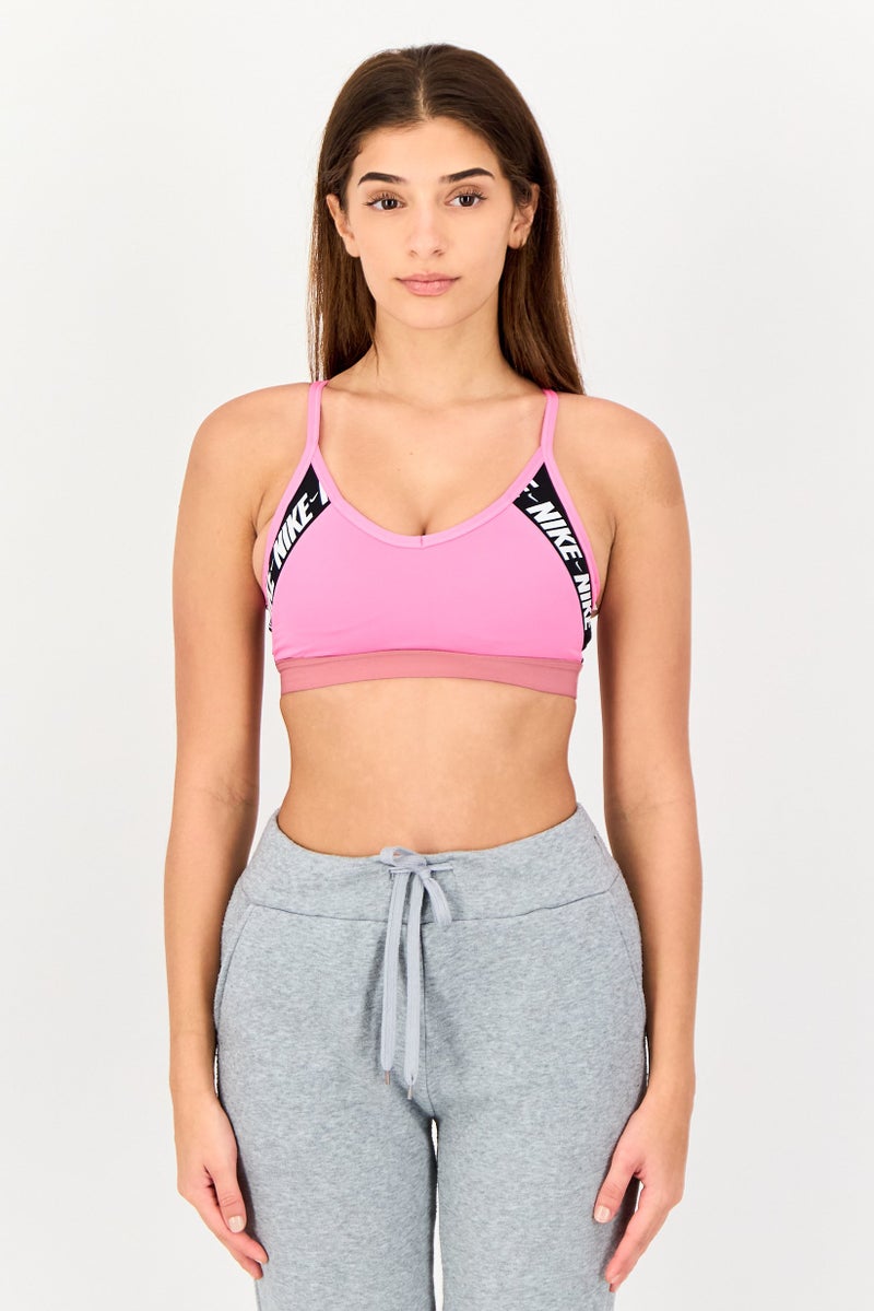 Nike سوتيان رياضي مبطن للنساء بشعار العلامة التجارية، وردي - Image 1