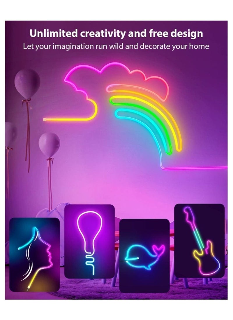 Smart Neon Strip, Smart LED Light Strip, 3m with APP Control and WiFi Music Sync, Compatible with Alexa, Google Assistant, USB LED Neon Light for Bedroom, Living Room, Game Decoration