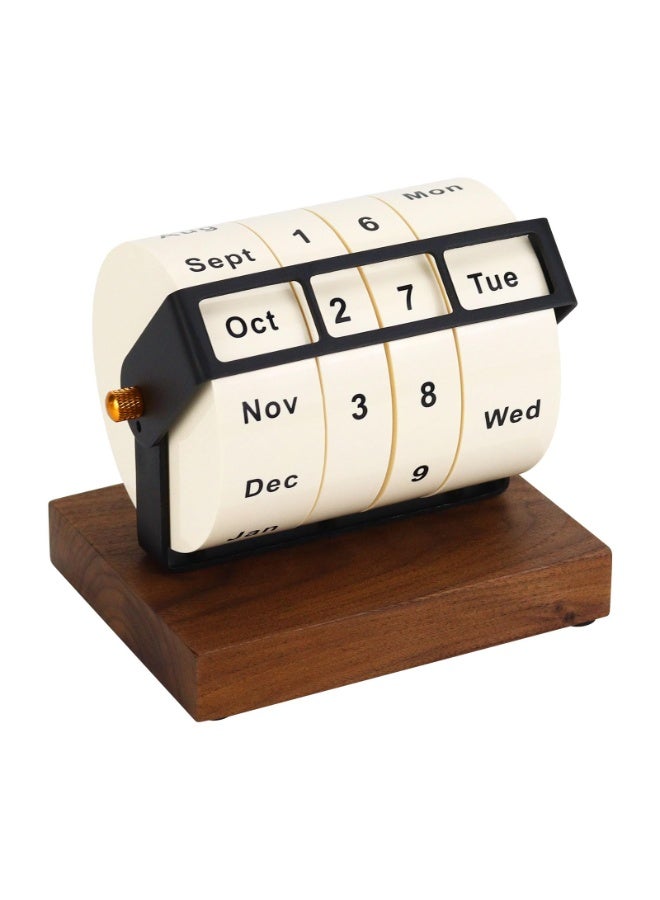 general Wooden Perpetual Calendar for Office Desk Decor, Rotary Perpetual Desk Calendar, Countdown Desktop Calendar for Office School - Image 1