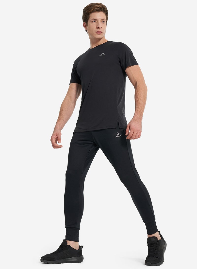 Demix Men's Black Athletic Sport Pants - Moisture-Wicking, Lightweight, Quick-Dry Workout Joggers with for Running, Gym, Training, and Casual Wear - Comfortable, Durable, High-Performance Activewear - Image 3
