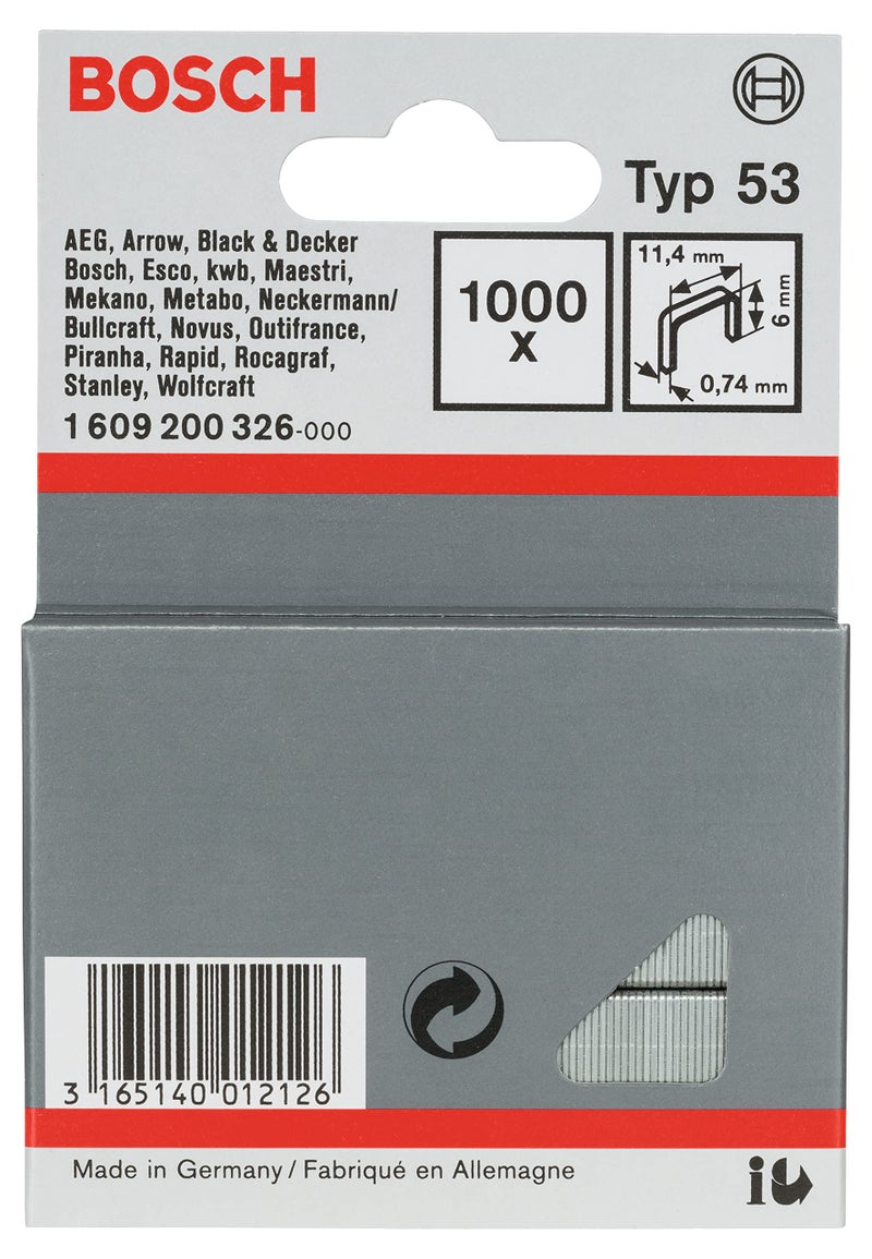 Bosch Professional Fine Wire Staples With Length 6mm, Pack Of 1000, Suitable For Ht8 And Ht 14 Tackers - Image 1