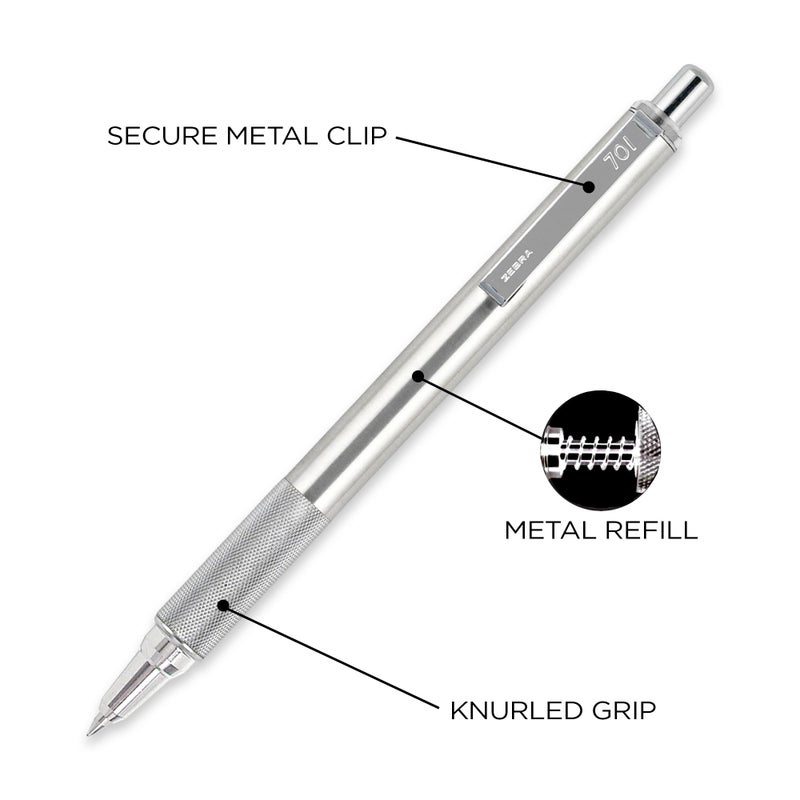 Zebra Pen F-701 Retractable Ballpoint Pen, 0.8mm Fine Point, Stainless Steel Barrel, Ideal for Teacher Gifts, School Supplies and Office Supplies, Black Ink, 1-Pack (29411) - Image 5