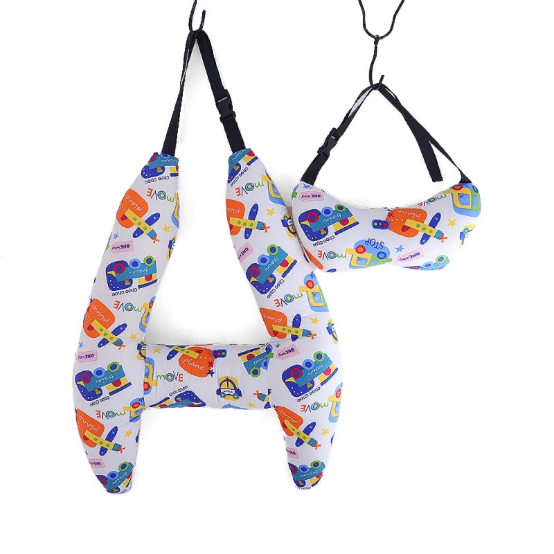 Travel Pillow: H-shaped Design, Breathable Cotton Fabric, Improved Head Support - Versatile Dual-side Use, Portable Neck Pillow for Kids Long Car Rides, Plane Trips Home Naps - Image 1
