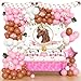 Hombae Horse Birthday Decorations for Girls Cowgirl Birthday Party Supplies 126PCs Western Wild West Rodeo Party Decor with Backdrop Pink Brown Balloon Garland Kit Banner Flower Backdrop - Image 3