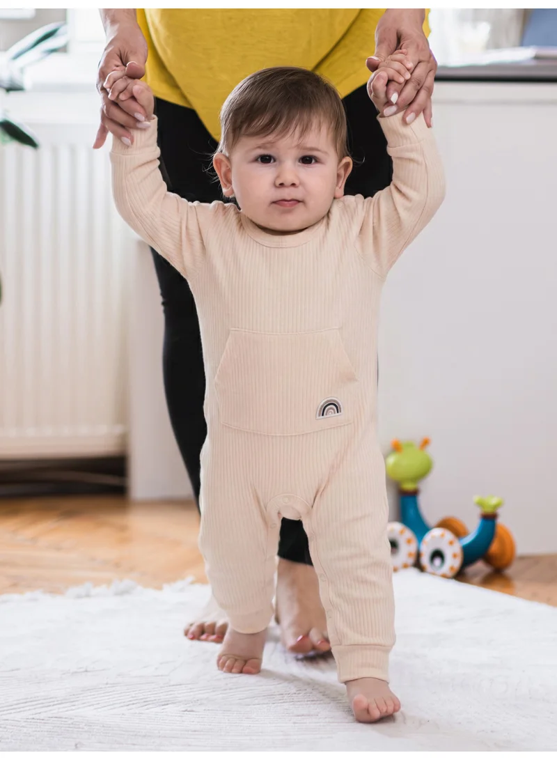 Babies Basic Babies Basic Ribbed Cotton Set with Sleepsuit/Romper, Cap and Bib