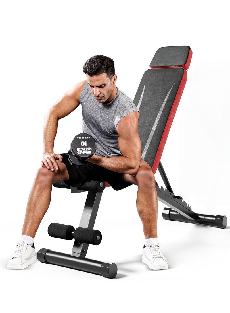 MASTON Adjustable Weight Bench, Workout Bench with Adjustable Headrest for Full Body Workout, Fast Folding 660LBS Stable Weight Bench for Men Women Versatile Workouts and Workout Bench for Home Gym - Image 1