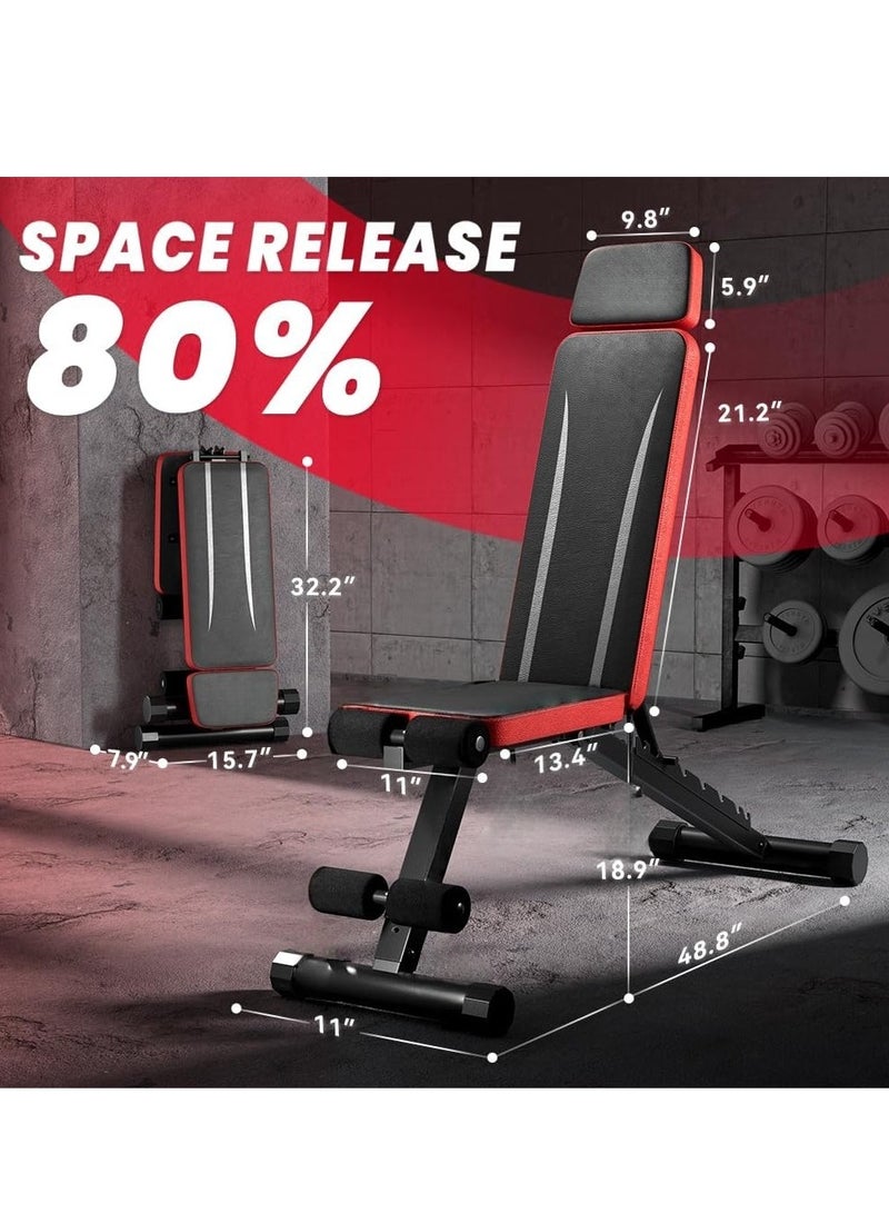 MASTON Adjustable Weight Bench, Workout Bench with Adjustable Headrest for Full Body Workout, Fast Folding 660LBS Stable Weight Bench for Men Women Versatile Workouts and Workout Bench for Home Gym - Image 5