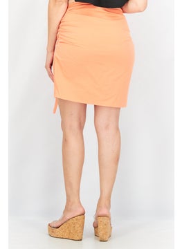 Missguided Women Ruched Tie Detailed Mini Skirt, Orange  - Image 2