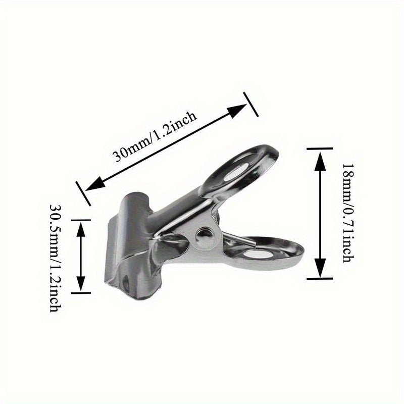 2 Pcs Heavy Duty Stainless Steel Mini Metal Hinge Clips Adjustable Spring Loaded Clamps for Food Packaging Office and Home - Image 2