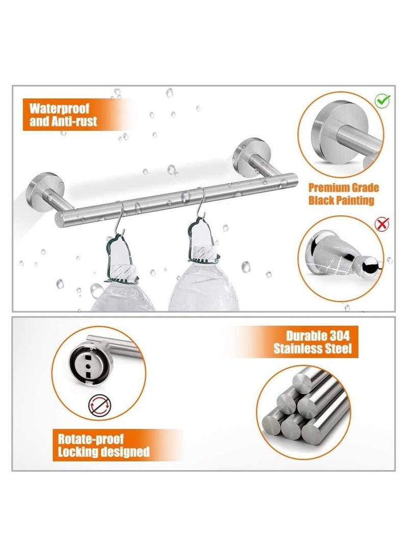 RATSAW 5PCS Bathroom Hardware Set Wall Mounted Towel Rail Coat Hook and Self Adhesive Hooks Stainless Steel Bathroom Accessories Towel Holders Kit Silver - Image 5
