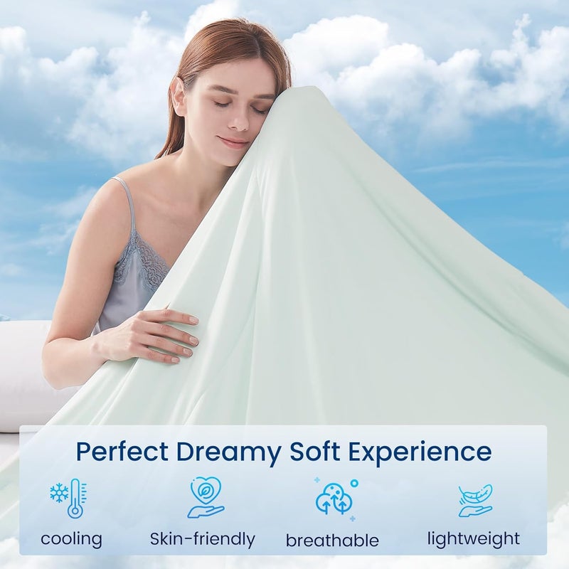 Topcee Cooling Comforter Queen Size (90"x90")-Cooling Blanket Everlasting Cold Touch for Hot Sleepers-Q-max>0.45 Double-Sided Lightweight Design Summer Ice Blanket for Night Sweats-Green - Image 3