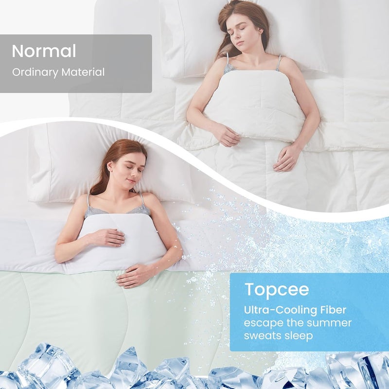 Topcee Cooling Comforter Queen Size (90"x90")-Cooling Blanket Everlasting Cold Touch for Hot Sleepers-Q-max>0.45 Double-Sided Lightweight Design Summer Ice Blanket for Night Sweats-Green - Image 4