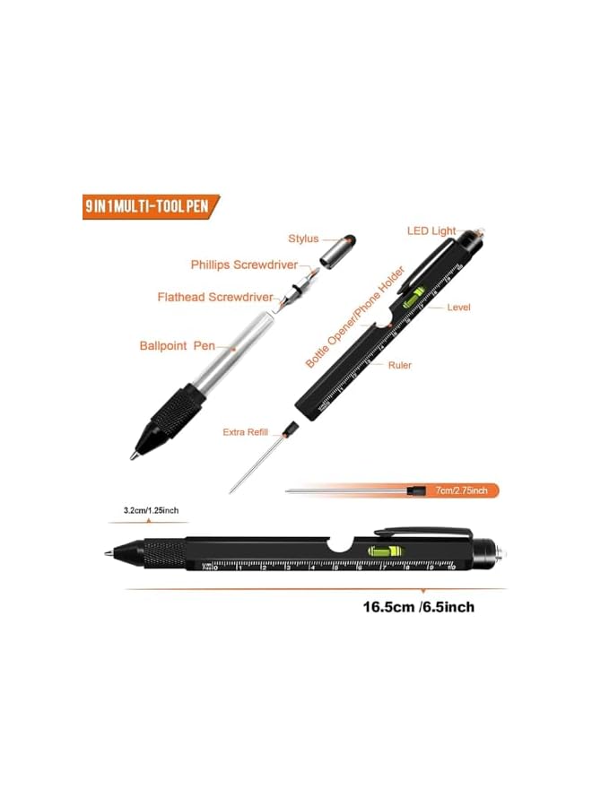 promass 9 in 1 Multitool Pen，Multi tool pen set gift tool pen for Mens Valentines Gifts for Dad, Birthday Gifts for Men ，Dad Gifts from Daughter - Image 2