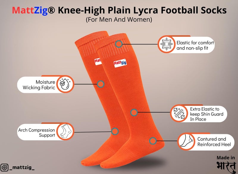 MATTZIG ® Congo Football Kit (One Pair of Football Socks & One Pair of Football Shin Guard) (Orange) - Image 2