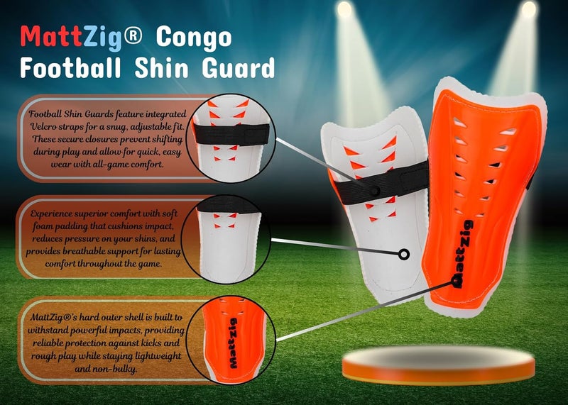 MATTZIG ® Congo Football Kit (One Pair of Football Socks & One Pair of Football Shin Guard) (Orange) - Image 3