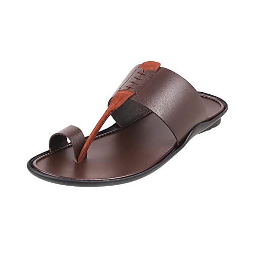 Mochi Mens Leather Brown Slippers (Size (10 UK (44 EU)) - Image 1