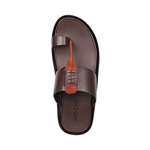 Mochi Mens Leather Brown Slippers (Size (10 UK (44 EU)) - Image 5