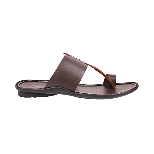 Mochi Mens Leather Brown Slippers (Size (10 UK (44 EU)) - Image 2