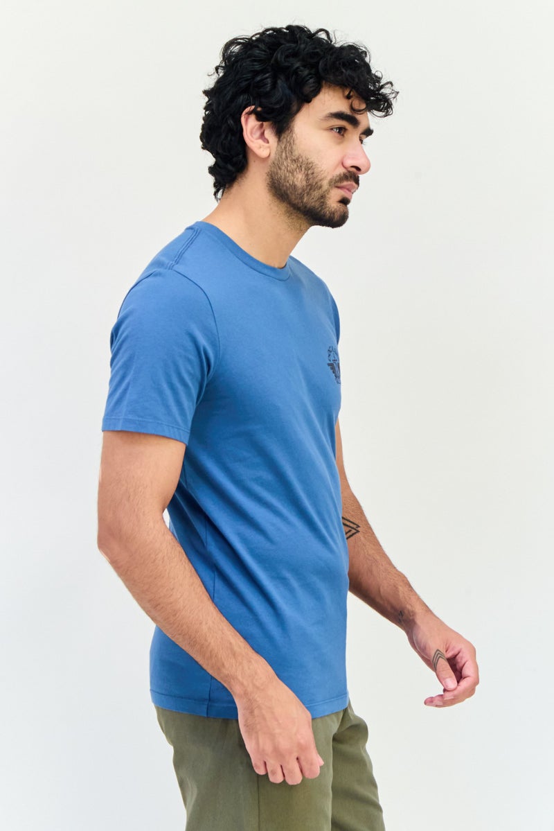DOCKERS Men Round Neck Short Sleeve Brand Logo T-Shirt, Slate Blue  - Image 3