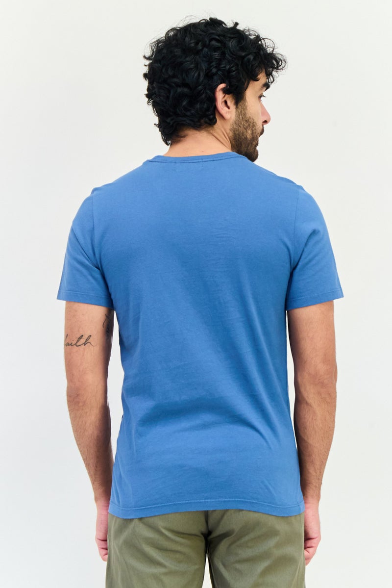 DOCKERS Men Round Neck Short Sleeve Brand Logo T-Shirt, Slate Blue  - Image 2