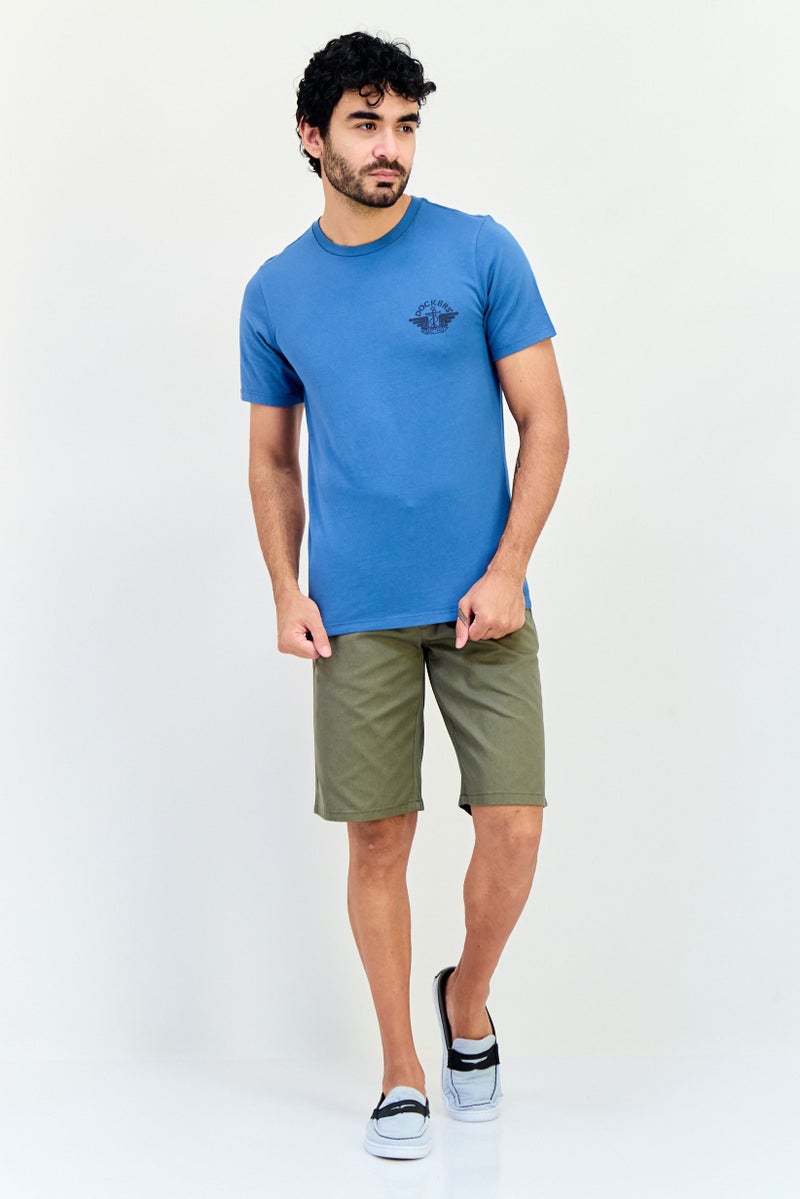 DOCKERS Men Round Neck Short Sleeve Brand Logo T-Shirt, Slate Blue - Image 4