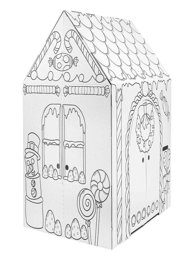Easy Playhouse Gingerbread House - Kids Art & Craft for Indoor Fun, Color Favorite Holiday Sweets & Winter Friends- Decorate & Personalize a Cardboard Fort, 32" X 26. 5" X 40. 5" - Image 3
